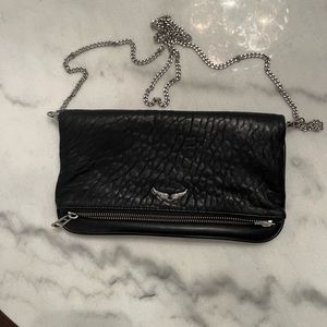 Zadig & Voltaire black leather nano clutch
